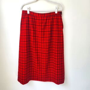 Vintage Pendleton Red Plaid Pencil Skirt Size 16 Tall